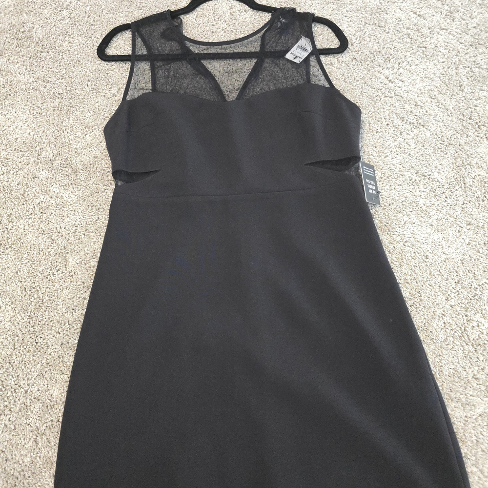 Express Black Mesh Detail Mini Dress